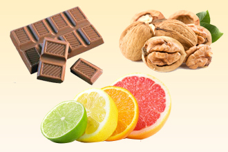 Цитрусовые, шоколад и орехи Продукты питания
